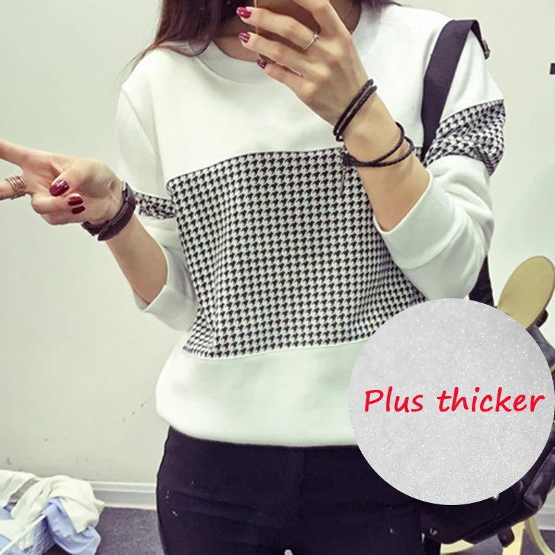 New Arrival Fall and Winter New Style Women Fashion Houndstooth Pattern Patchwork Thicker Plus Velour Sweatshirt Free Shipping
New Arrival Fall and Winter New Style Women Fashion Houndstooth Pattern Patchwork Thicker Plus Velour Sweatshirt Free Shipping