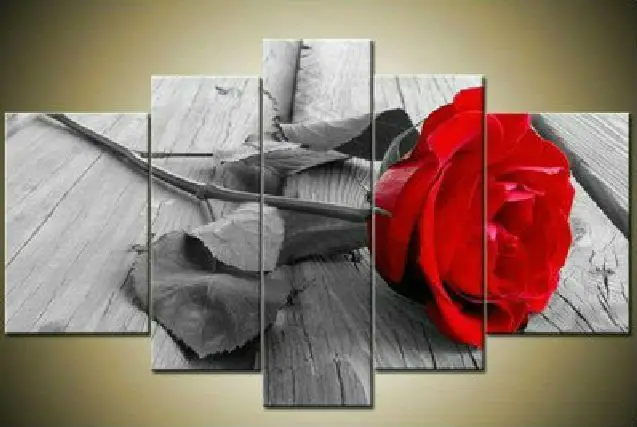 Фото 5p ручная роспись Современный домашний декор холст картина маслом красная роза
