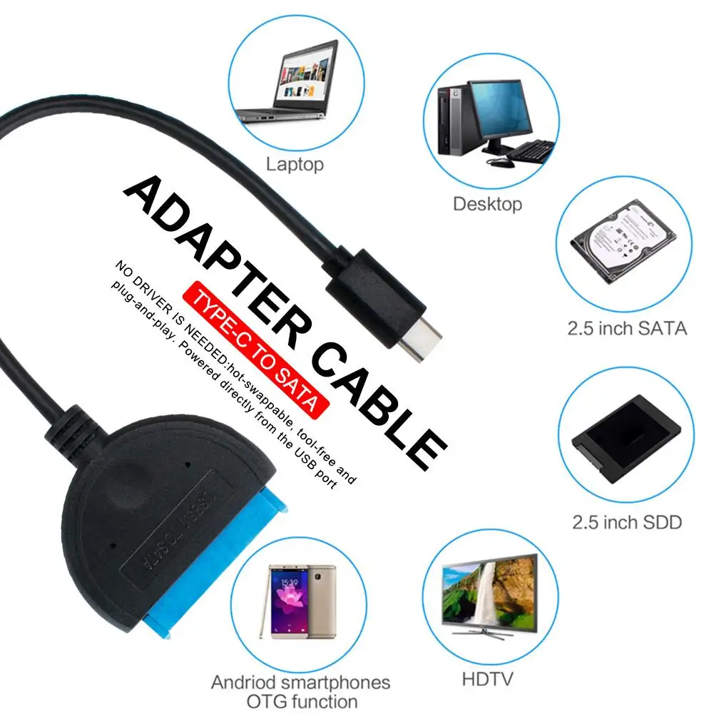 USB C To SATA Adapter Cable External Hard Drive Connector Cable For 2.5inch 3.5inch SATA SSD HDD To USB
USB C To SATA Adapter Cable External Hard Drive Connector Cable For 2.5inch 3.5inch SATA SSD HDD To USB