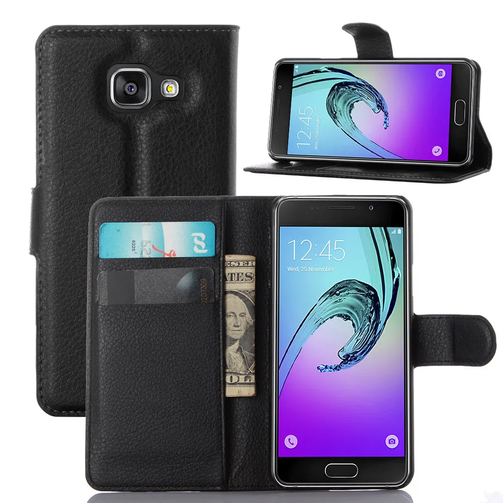 Beworlder Case For Samsung Galaxy A3 2017 A3 2016 Flip PU Leather Case Card Slot Lichee Pattern Phone Cover Wallet