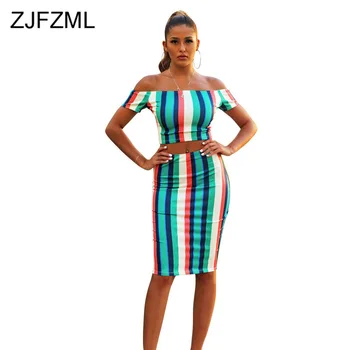 Vertical Stripe Sexy Two Piece Set Summer Clothes For Women Slash Neck Short Sleeve Crop Top And Bandage Midi Skirt Beach Outfit
Vertical Stripe Sexy Two Piece Set Summer Clothes For Women Slash Neck Short Sleeve Crop Top And Bandage Midi Skirt Beach Outfit