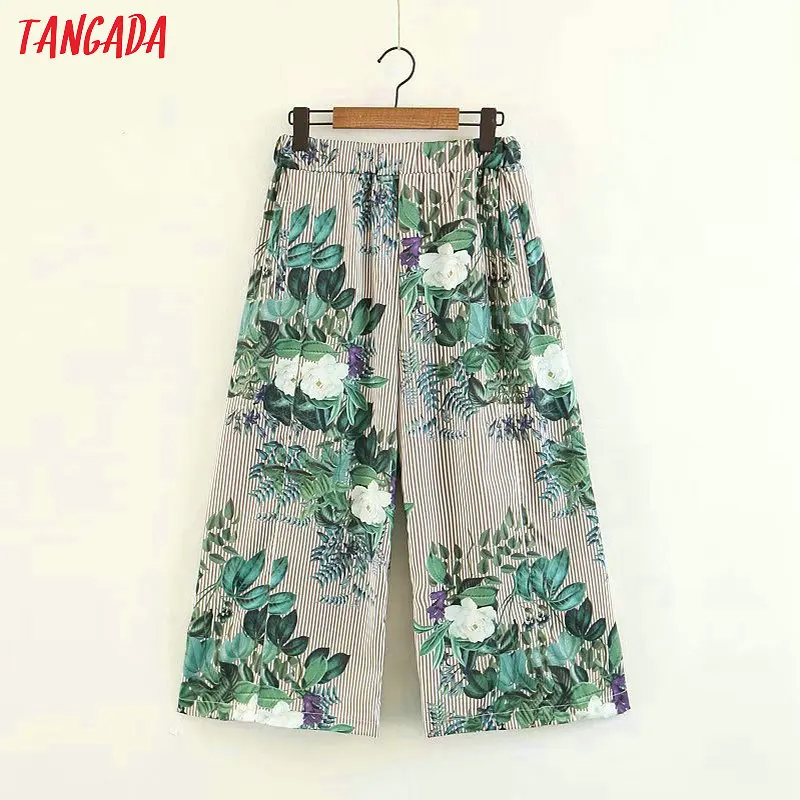 Tangada bohemian floral striped print wide leg pants fashion women trousers elastic waist 2018 cozy pants casual female XL328
Tangada bohemian floral striped print wide leg pants fashion women trousers elastic waist 2018 cozy pants casual female XL328