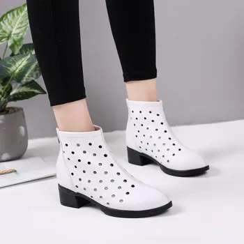 Girl Summer Hole Boots Genuine Leather Hollow White Black Abkle Boots Women Round Toe Low Heeled Large Size 42 43 Shoes
Girl Summer Hole Boots Genuine Leather Hollow White Black Abkle Boots Women Round Toe Low Heeled Large Size 42 43 Shoes