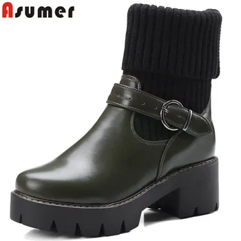 ASUMER black fashion ankle boots for women round toe buckle platform boots thick high heels ladies prom boots big size 34-43
ASUMER black fashion ankle boots for women round toe buckle platform boots thick high heels ladies prom boots big size 34-43
