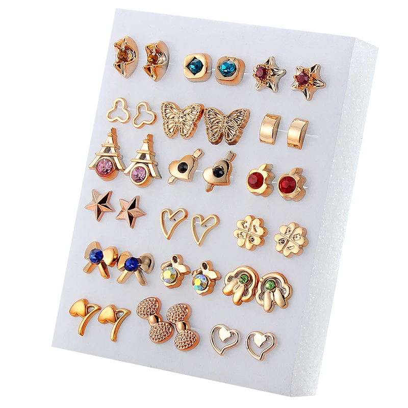 18 Pairs Gold Colorful Rhinestone Hollow Flower Star Heart Mix Style Plastic Stud Earrings Set For Women Girls
18 Pairs Gold Colorful Rhinestone Hollow Flower Star Heart Mix Style Plastic Stud Earrings Set For Women Girls