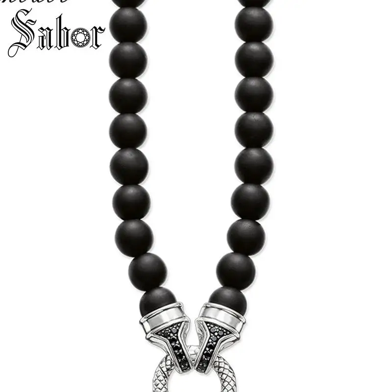 Necklace Silver Pave Obsidian Carrier Punk Gift For Women & Men, Female Jewelry Sterling Silver Fashion Jewelry thomas 
Necklace Silver Pave Obsidian Carrier Punk Gift For Women & Men, Female Jewelry Sterling Silver Fashion Jewelry thomas