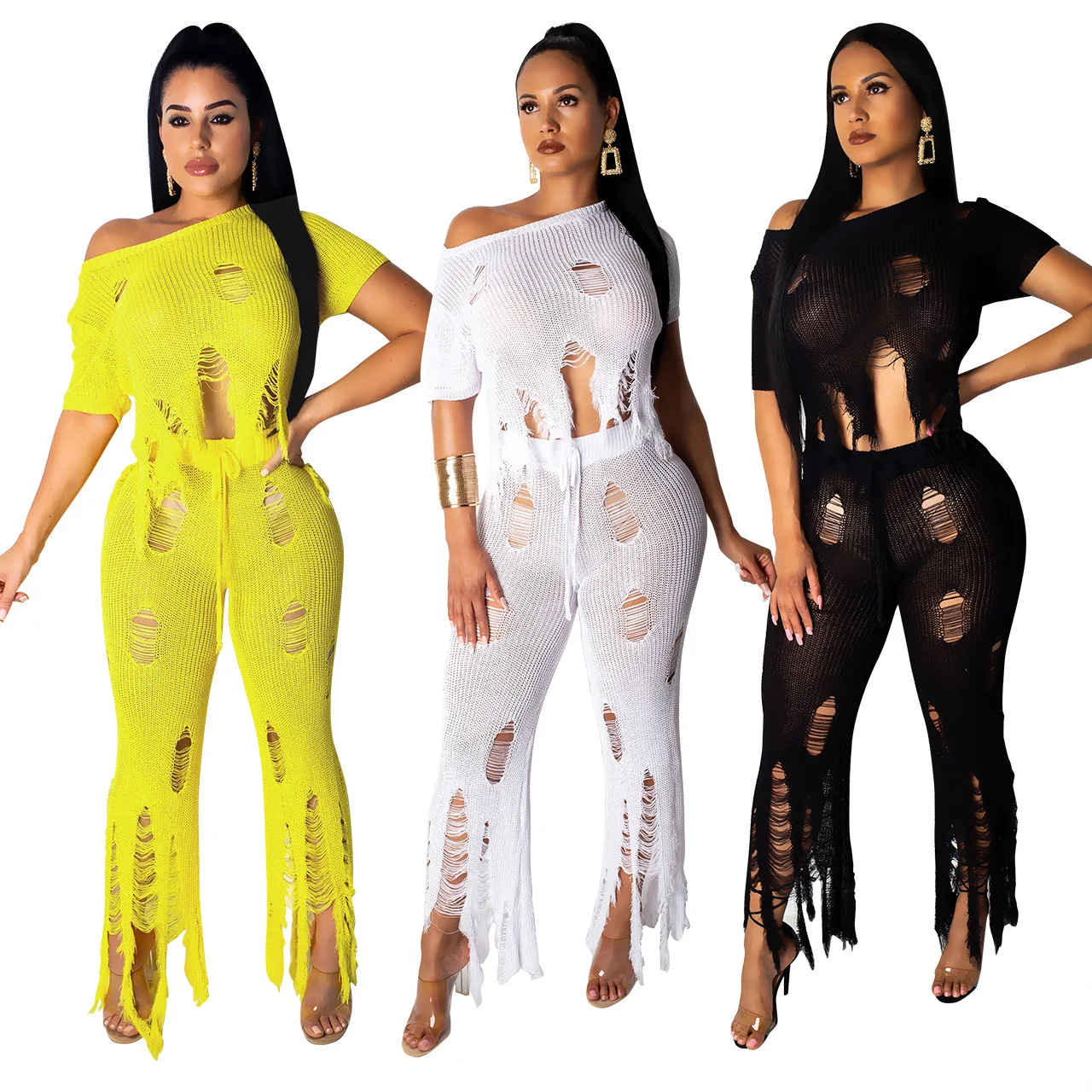 2019 new women summer cut tassel sweater short sleeve high wide leg pants suit two piece set fashion tracksuit outfit
2019 new women summer cut tassel sweater short sleeve high wide leg pants suit two piece set fashion tracksuit outfit