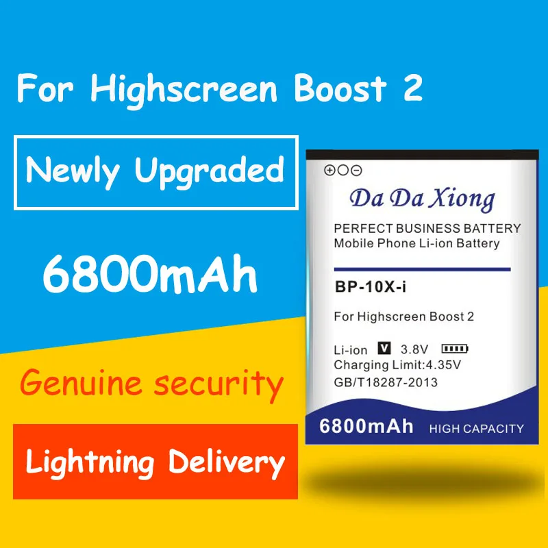 Genuine Security 6800mAh BP-10X-i Battery for Highscreen boost 2 II innos D10 D10F Smartphone Battery
Genuine Security 6800mAh BP-10X-i Battery for Highscreen boost 2 II innos D10 D10F Smartphone Battery