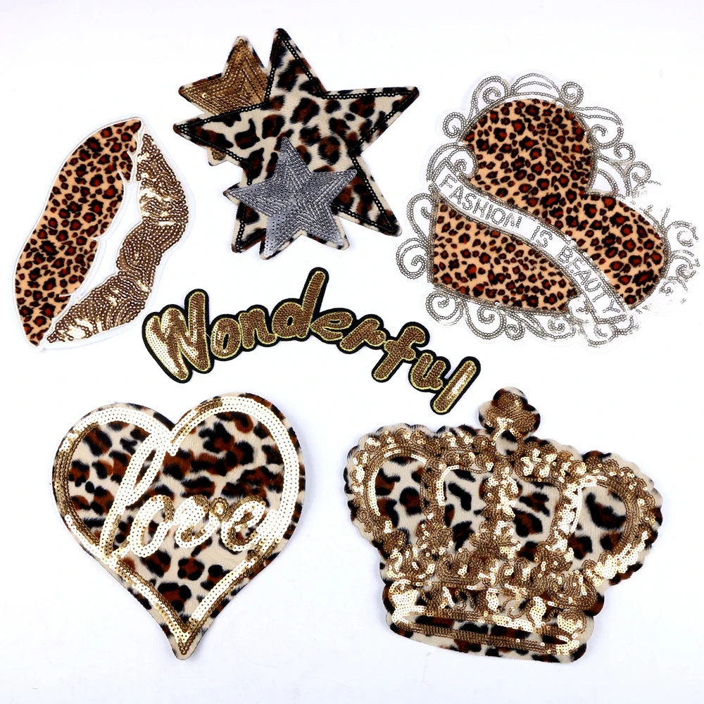 Leopard Big Sequin Patches for Clothing Crown Lip Heart Star Letter Shape Embroidery Lace Applicator Iron On Sew On for T-shirt
Leopard Big Sequin Patches for Clothing Crown Lip Heart Star Letter Shape Embroidery Lace Applicator Iron On Sew On for T-shirt