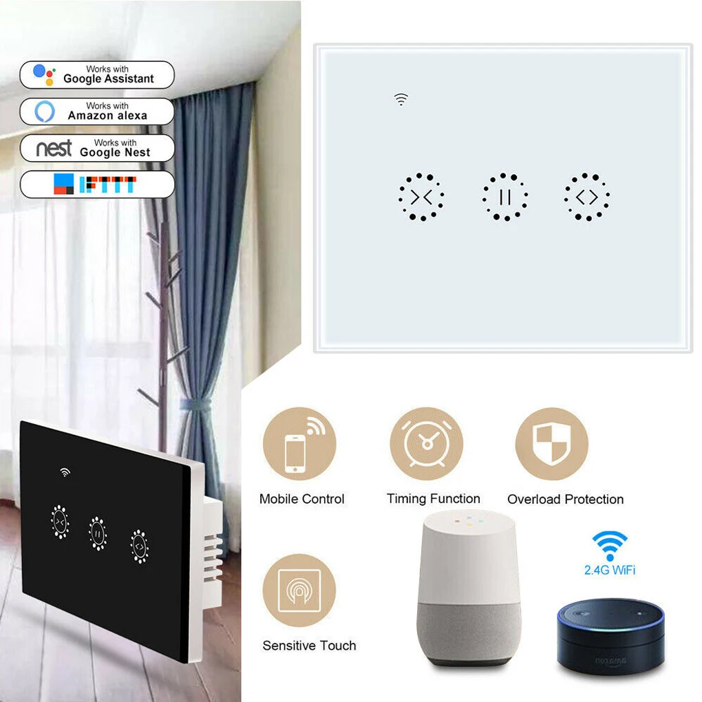 New Replacement For Echo Google Home Smart Touch WiFi Curtain Shutter Switch Panel Timer APP RC
New Replacement For Echo Google Home Smart Touch WiFi Curtain Shutter Switch Panel Timer APP RC
