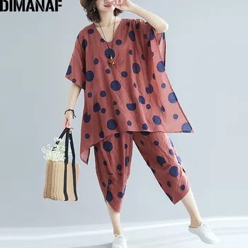 DIMANAF Plus Size Women Sets Summer Big Size Loose Female Set Suits Vintage Cotton Lady Tops Shirt Long Pants Print Polka Dot
DIMANAF Plus Size Women Sets Summer Big Size Loose Female Set Suits Vintage Cotton Lady Tops Shirt Long Pants Print Polka Dot