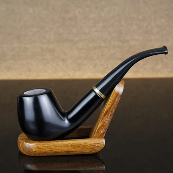 New Black Bent Smoking Pipe 9mm Filter Ebony Wood Pipe Metel Ring Insert Wooden Tobacco Pipe free tools set Bent Smoke Pipe
New Black Bent Smoking Pipe 9mm Filter Ebony Wood Pipe Metel Ring Insert Wooden Tobacco Pipe free tools set Bent Smoke Pipe