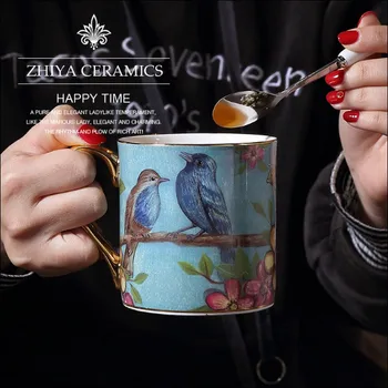 350ML Creative garden style bone china mug personalized office cup ceramic coffee milk cup birthday gift cup blue bird mug
350ML Creative garden style bone china mug personalized office cup ceramic coffee milk cup birthday gift cup blue bird mug