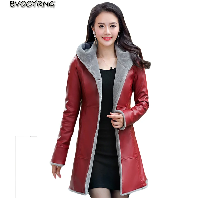 New Winter Plus Size Leather Jacket Women Hooded Pu Jacket Thick Warm Leather Coat Slim Female Medium Style Women's Coats A0041
New Winter Plus Size Leather Jacket Women Hooded Pu Jacket Thick Warm Leather Coat Slim Female Medium Style Women's Coats A0041