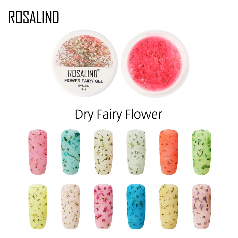 

ROSALIND UV Gel Varnish Natural Dried Flower Fairy Nail Gel Polish Nail Art Soak Off Newest Nails Designed For Nails Manicure