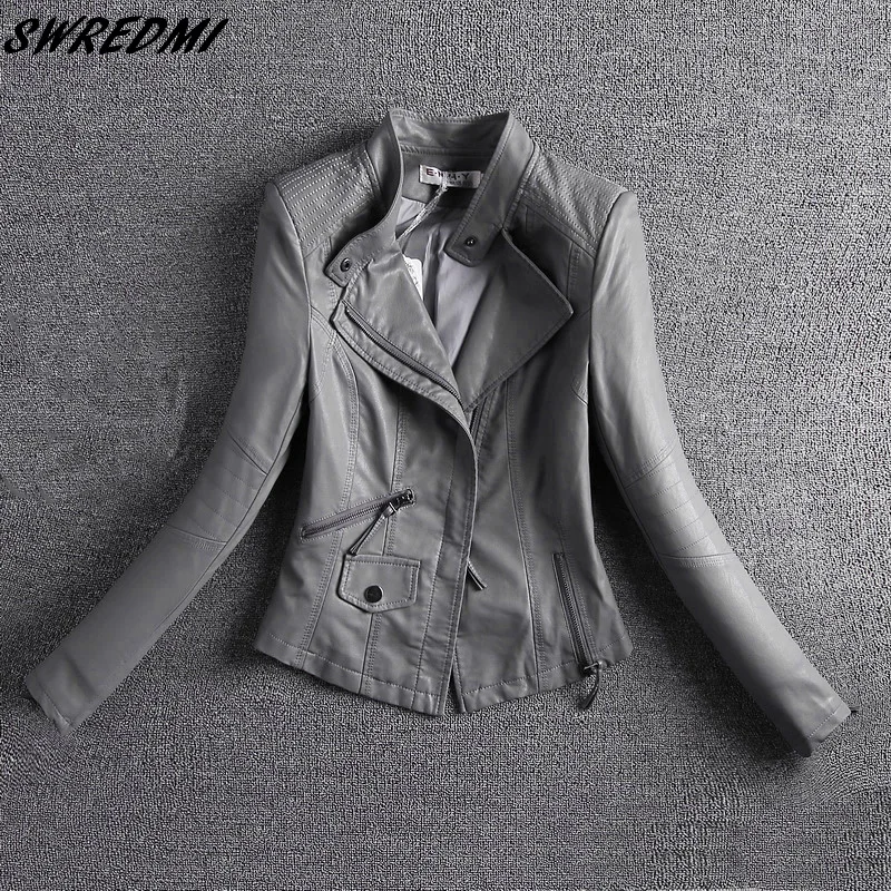SWREDMI Motorcycle Leather Coat Spring And Autumn Grey Leather Jacket Outerwear Short Mandarin Collar Lady Leather Clothing Tops
SWREDMI Motorcycle Leather Coat Spring And Autumn Grey Leather Jacket Outerwear Short Mandarin Collar Lady Leather Clothing Tops