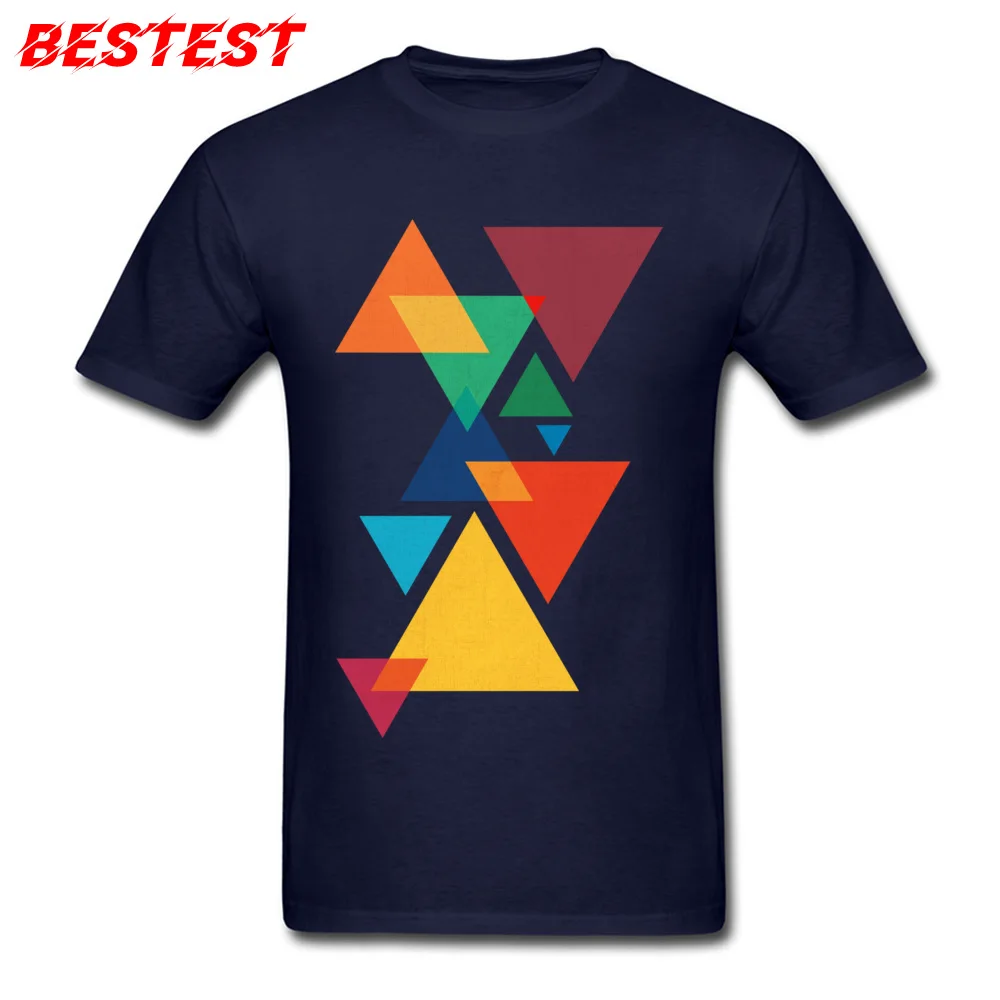 Abstract Geometric Triangles Composition T Shirt Geek 2018 New Fashion Round Neck 100% Cotton Tees Tops Shirt for Men Labor Day Abstract Geometric Triangles Composition navy