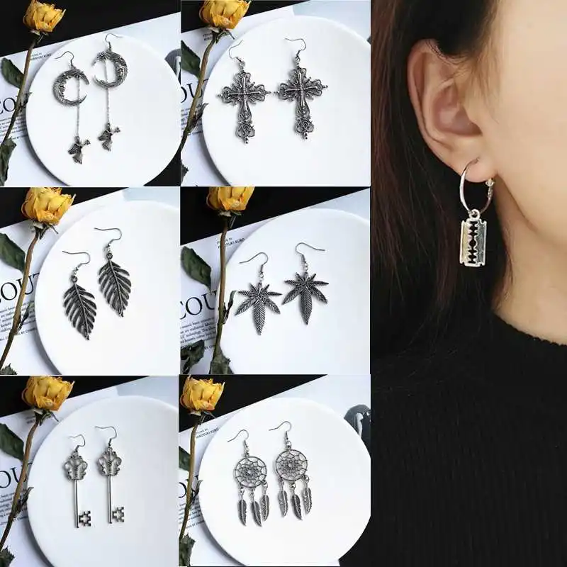 Vintage Silver Punk Earrings for Women Men Hyperbole Hip Hop Rock Cross Jewelry Pin Tassel Chain Small Ear Ring Long Section
Vintage Silver Punk Earrings for Women Men Hyperbole Hip Hop Rock Cross Jewelry Pin Tassel Chain Small Ear Ring Long Section