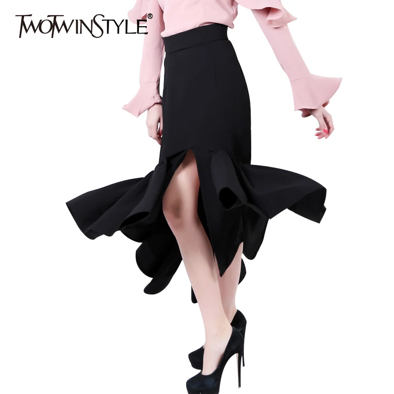 TWOTWINSTYLE 2019 Women Front Split Mermaid Pencil Skirt Bodycon Midi Long Asymmetrical Ruffle Hem Sexy High Waist Party Clothes
TWOTWINSTYLE 2019 Women Front Split Mermaid Pencil Skirt Bodycon Midi Long Asymmetrical Ruffle Hem Sexy High Waist Party Clothes