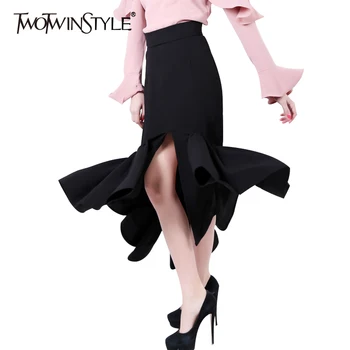 TWOTWINSTYLE 2020 Women Front Split Mermaid Pencil Skirt Bodycon Midi Long Asymmetrical Ruffle Hem Sexy High Waist Party Clothes
TWOTWINSTYLE 2020 Women Front Split Mermaid Pencil Skirt Bodycon Midi Long Asymmetrical Ruffle Hem Sexy High Waist Party Clothes