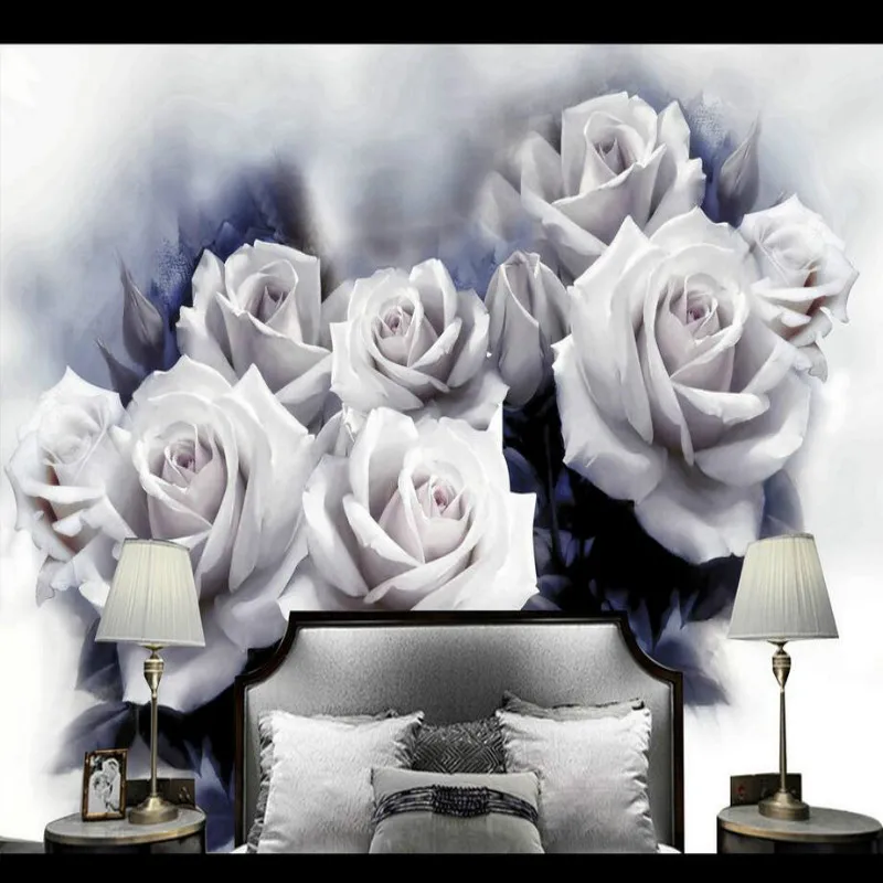 3D Wallpaper for Walls 3d Decorative Vinyl Wall Paper Background Painting Mural Wallpapers Beautiful White Rose Retro | Обустройство