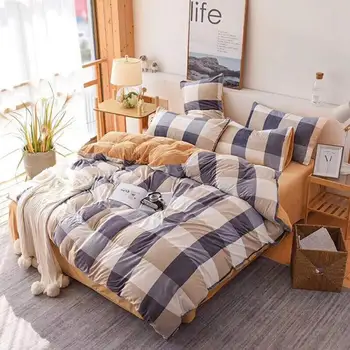 Winter Bed Sets Of Textile Supplies Linen Fabric Reactive Dyes Geometric Plaid Simple Style Quilt Cover Sheets Pillowcase
Winter Bed Sets Of Textile Supplies Linen Fabric Reactive Dyes Geometric Plaid Simple Style Quilt Cover Sheets Pillowcase