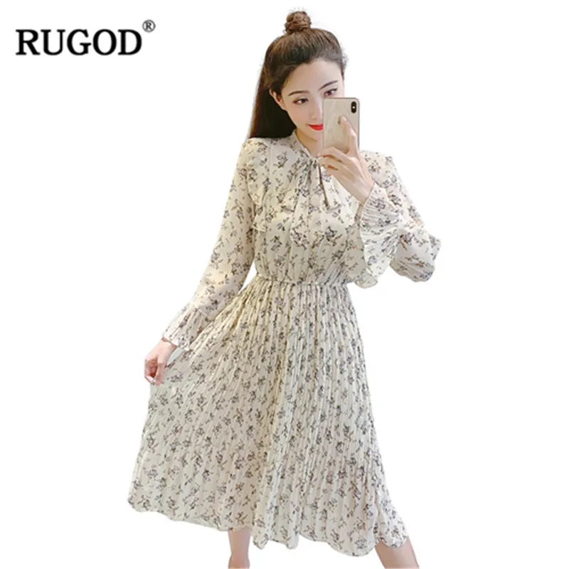 RUGOD 2019 Spring dress for women Fashion bow neck long sleeve Printed Elastic pleasted long dress Korean flare sleeve dresses
RUGOD 2019 Spring dress for women Fashion bow neck long sleeve Printed Elastic pleasted long dress Korean flare sleeve dresses