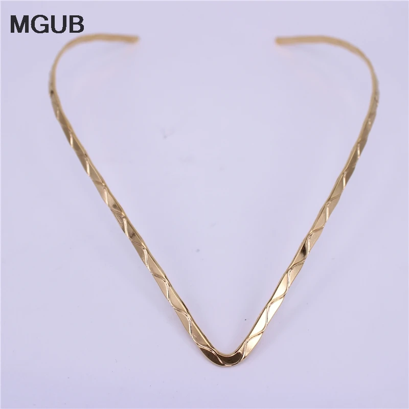 

MGUB 316L stainless steel jewelry collar V neck collar 3mm / 4mm gold color adjustable size Popular women wear LH542