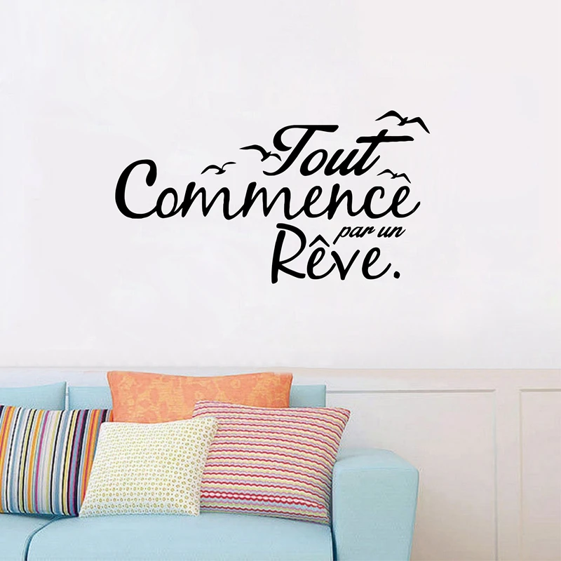 French Inspiration Quote Vinyl Wall Stickers Birds Letterings Dream Wall Decals Home Decor Bedroom Decoration
French Inspiration Quote Vinyl Wall Stickers Birds Letterings Dream Wall Decals Home Decor Bedroom Decoration