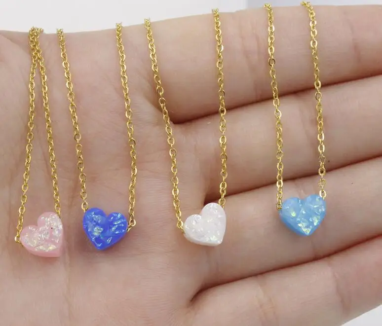 Stainless Steel Exquisite Simple 12mm Heart Opal Pendant Necklace For Women Synthetic Opal Heart Necklace
Stainless Steel Exquisite Simple 12mm Heart Opal Pendant Necklace For Women Synthetic Opal Heart Necklace