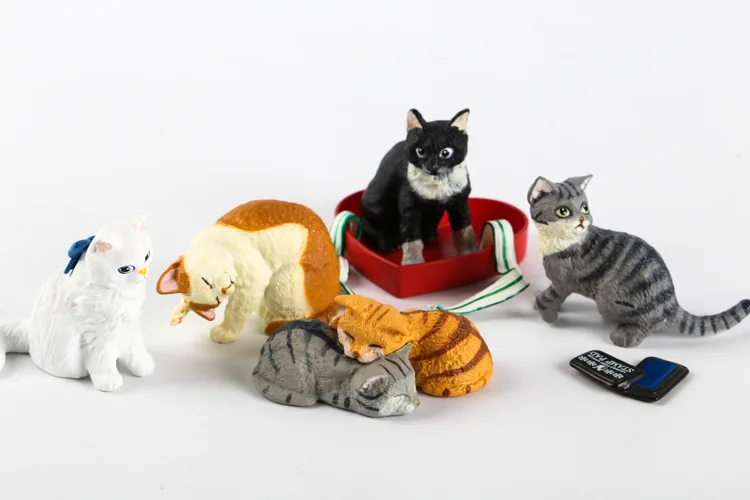 Japanese Genuine 10 Sets Cute Pets Black Kitten Ragdoll Burmilla