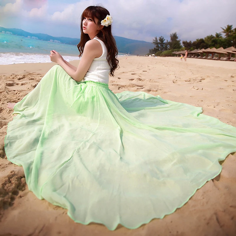 Bohemian women's chiffon long skirts plus size 2019 summer girls solid casual beach skirts ladies high waist pleated skirts
Bohemian women's chiffon long skirts plus size 2019 summer girls solid casual beach skirts ladies high waist pleated skirts