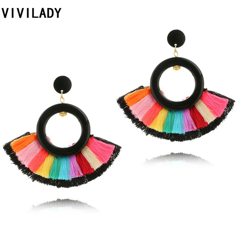VIVILADY New Bohemia Statement Colorful Tassel Drop Dangle Earrings Women Round Acrylic Boho Jewelry Party Gift Bijoux
VIVILADY New Bohemia Statement Colorful Tassel Drop Dangle Earrings Women Round Acrylic Boho Jewelry Party Gift Bijoux