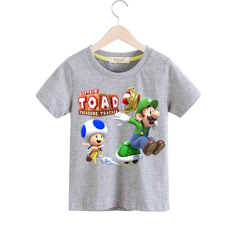 Child Summer Clothes T-shirts Kids Cartoon Mario Print Tshirts Boys Short Sleeve Casual Tee Top Girl Clothing T Shirts TX154 (4)