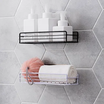 Iron Kitchen Bathroom Shower Shelf Storage Suction Basket Caddy Rack Hogard