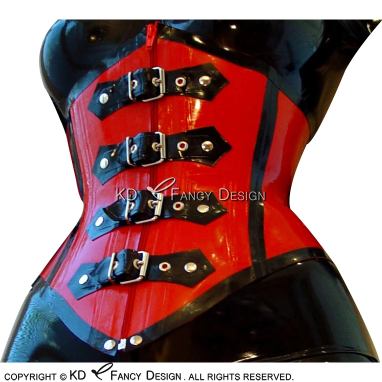 Red With Black Trims Sexy Latex Corsets With Lacing Front And Back And Zipper Belts At Fonrt Rubber Bustiers Top CY-0017
Red With Black Trims Sexy Latex Corsets With Lacing Front And Back And Zipper Belts At Fonrt Rubber Bustiers Top CY-0017