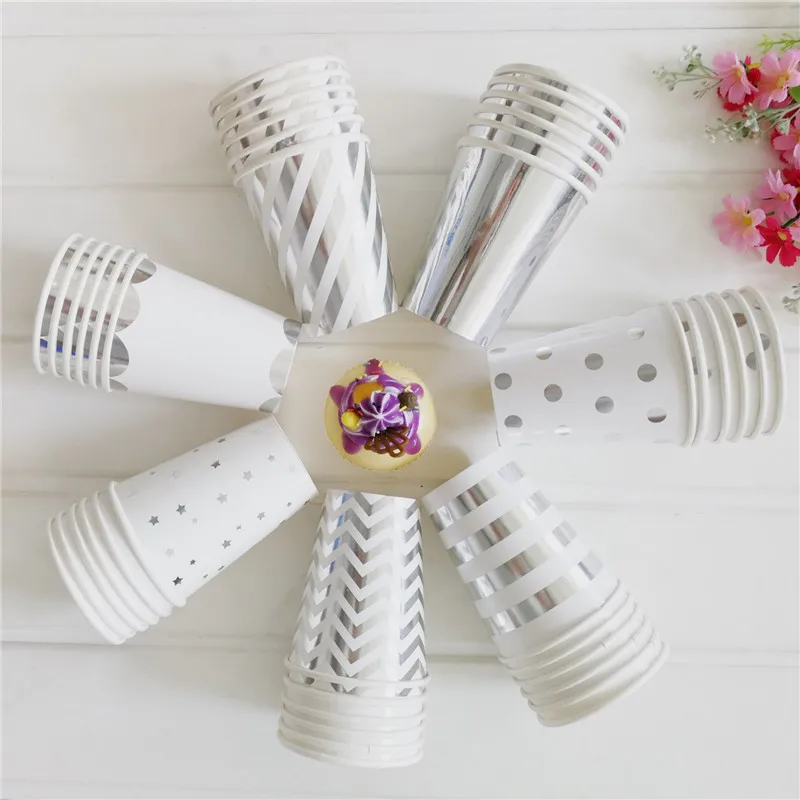 60 x Disposable Tableware Foil Silver Striped Dot Paper Cups Birthday Party Drinking Decor 270ml
60 x Disposable Tableware Foil Silver Striped Dot Paper Cups Birthday Party Drinking Decor 270ml