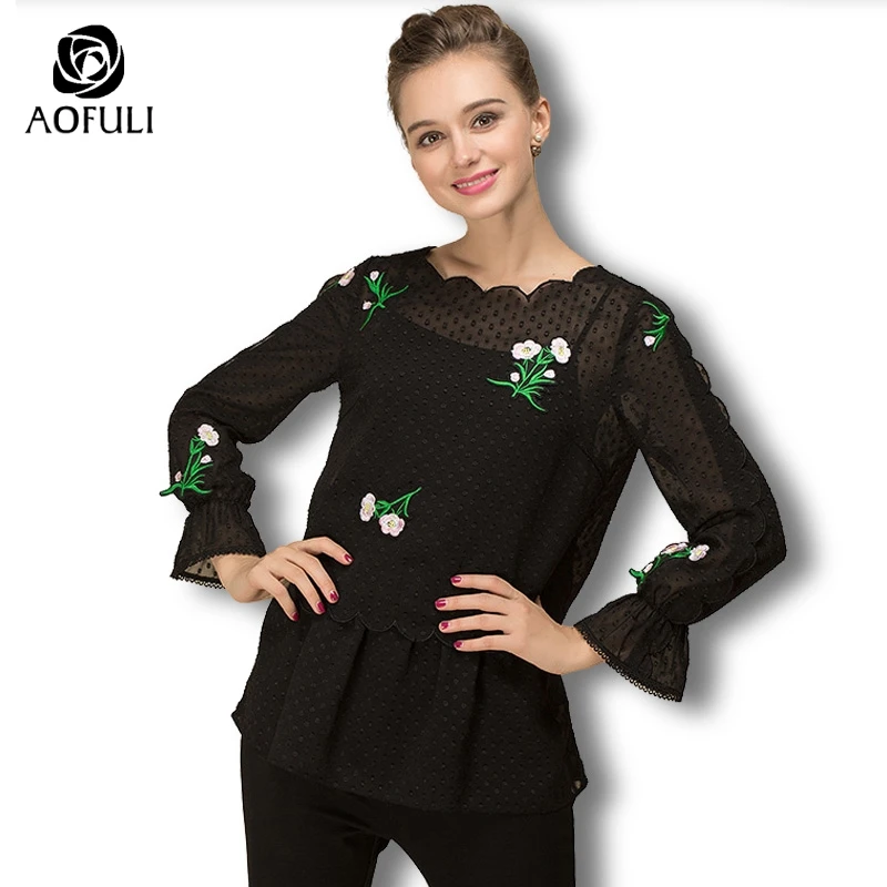 AOFULI L- 3xl 4xl 5xl Ladies Long Sleeve Embroidered Blouses Black Flowers Pattern Shirt Sheer Black Spring Tops Casual 6355
AOFULI L- 3xl 4xl 5xl Ladies Long Sleeve Embroidered Blouses Black Flowers Pattern Shirt Sheer Black Spring Tops Casual 6355