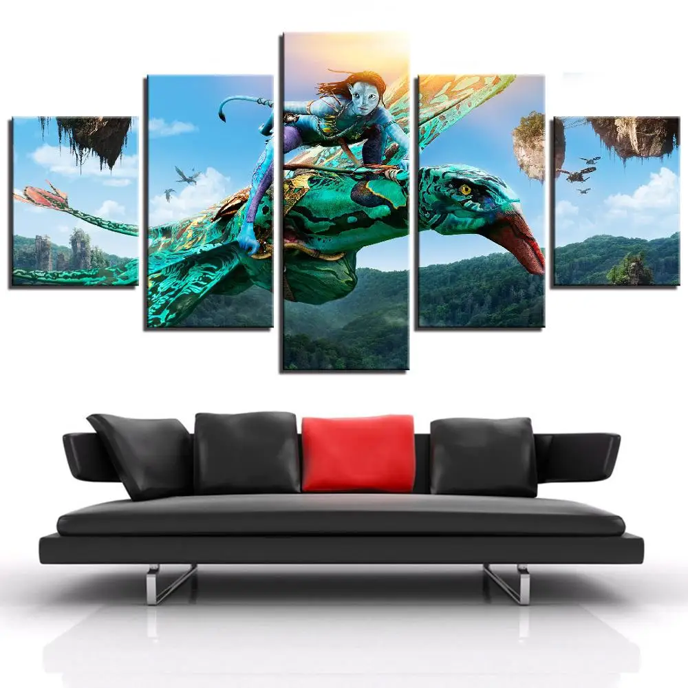 HD Painting Art Wall Modular Poster Picture For Living Room 5 Panels Movie The Scene Of Avatar Home Decor Canvas Prints Frame | Дом и сад