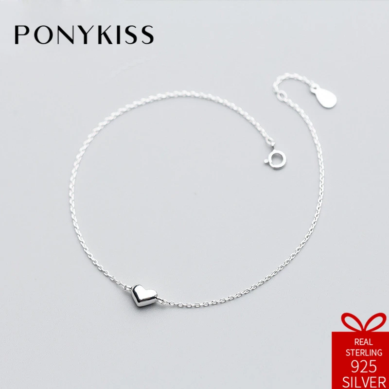 PONYKISS Bohemia 100% S925 Sterling Silver Cute Heart Simple Bracelets Fine Jewelry Women Creative Sweet Engagement Party Gift
PONYKISS Bohemia 100% S925 Sterling Silver Cute Heart Simple Bracelets Fine Jewelry Women Creative Sweet Engagement Party Gift