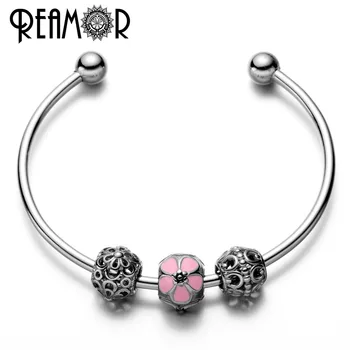 REAMOR 316l Stainless Steel Simple Pink Enamel Flower Beads Women Charm Adjustable Cuff Open Metal Bracelet & Bangle For Lover
REAMOR 316l Stainless Steel Simple Pink Enamel Flower Beads Women Charm Adjustable Cuff Open Metal Bracelet & Bangle For Lover
