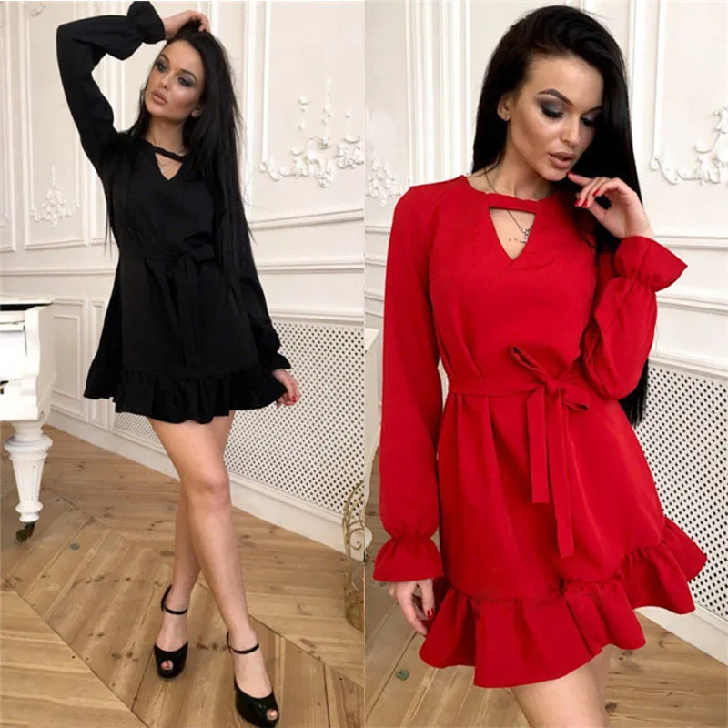 Ruffles Flare Sleeve Mini Dress Women Spring V-Neck Long Sleeve Dress Solid Colors Straight Casual Dress S-XL
Ruffles Flare Sleeve Mini Dress Women Spring V-Neck Long Sleeve Dress Solid Colors Straight Casual Dress S-XL