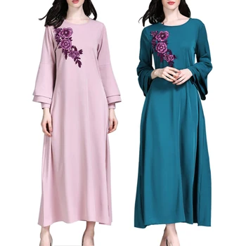 2019 New Arrival Muslim Stitching Flower Robes Long Dress Women Party Floral Embroidery Long Sleeve Summer Loose Casual Dress
2019 New Arrival Muslim Stitching Flower Robes Long Dress Women Party Floral Embroidery Long Sleeve Summer Loose Casual Dress