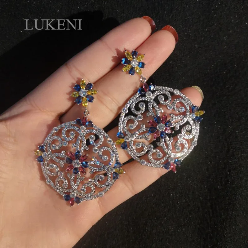 LUKENI New Romantic Personality Bridal Long Dangle Earrings with Sparkling Multicolor CZ Stones Fashion Jewelry
LUKENI New Romantic Personality Bridal Long Dangle Earrings with Sparkling Multicolor CZ Stones Fashion Jewelry