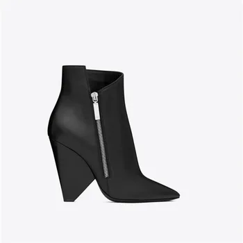 2018 Fashion Trend Spike Heels Pointed Toe Black Ankle Booties Women Shoes High Heels Stilettos Zipper Detail Dress Boots Women
2018 Fashion Trend Spike Heels Pointed Toe Black Ankle Booties Women Shoes High Heels Stilettos Zipper Detail Dress Boots Women