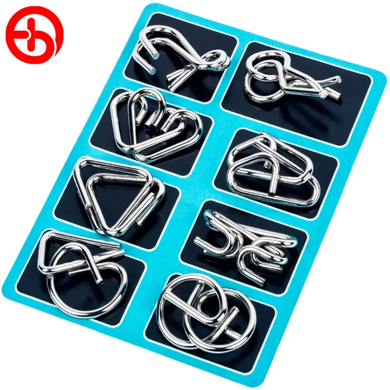 

8pcs/set Metal Intelligence Solution Ring Unbuckle Metal Ring Puzzle Magic Trick Game Brain Teaser Toy Kids Creative Logic Game