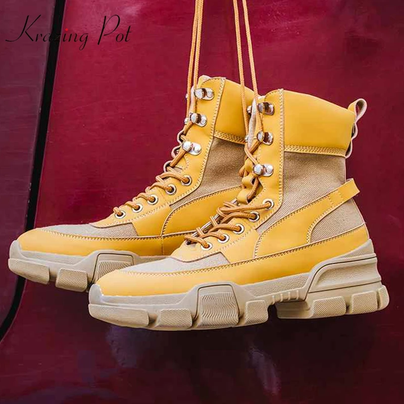Krazing Pot new cow suede microfiber western motorcycle boots style superstar lace up rivets high quality casual ankle boots L79
Krazing Pot new cow suede microfiber western motorcycle boots style superstar lace up rivets high quality casual ankle boots L79