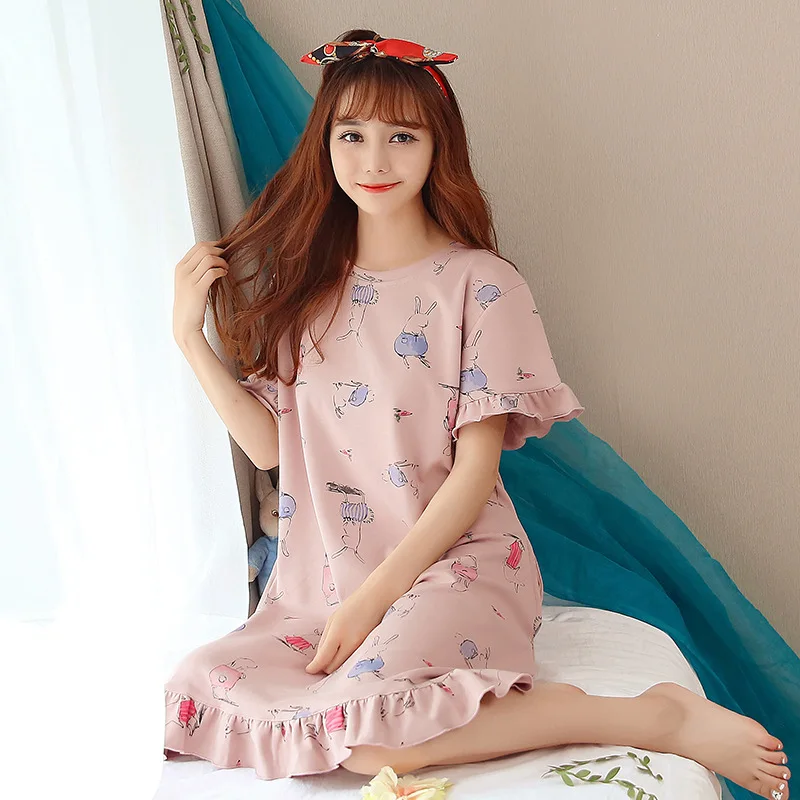 Women Night Dress Cotton Nightgown Women Sleep Wear Summer Sleeping Dress Girls Home Dress Cute Cartoon Print Loose Nightdress
Women Night Dress Cotton Nightgown Women Sleep Wear Summer Sleeping Dress Girls Home Dress Cute Cartoon Print Loose Nightdress
