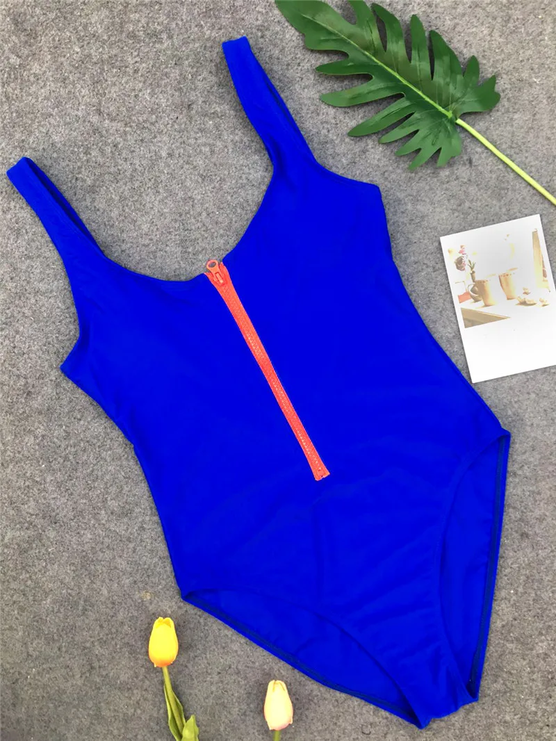 2018 One Piece Swimsuit Women Bandage Bodysuits Sexy Backless Zipper Solid (10)
