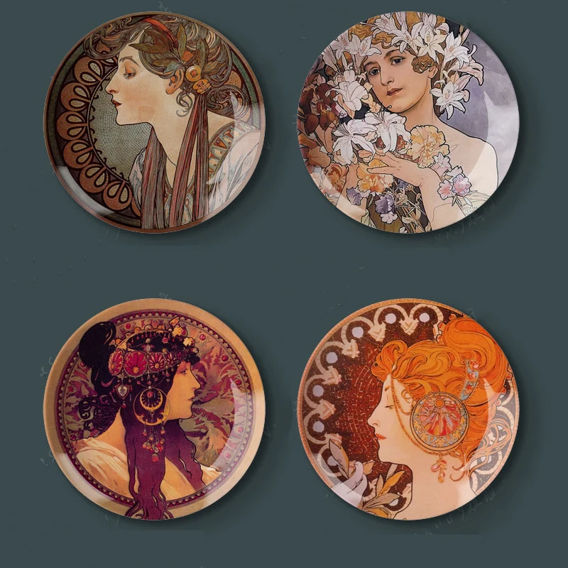 8" Plates Alphonse Maria Mucha Art Nouveau Paint Wall Hanging Home Hotel Decorative Dishes Plates
8" Plates Alphonse Maria Mucha Art Nouveau Paint Wall Hanging Home Hotel Decorative Dishes Plates